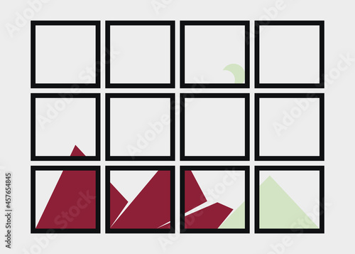 Geometric Mountains silhouette landscape art poster illustration