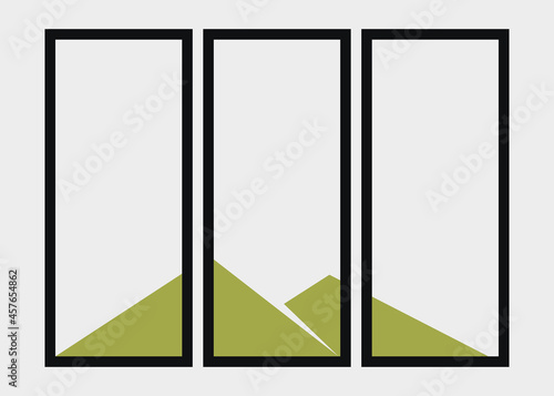 Geometric Mountains silhouette landscape art poster illustration
