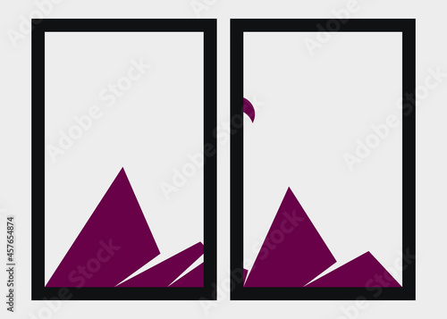 Geometric Mountains silhouette landscape art poster illustration