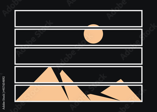 Geometric Mountains silhouette landscape art poster illustration