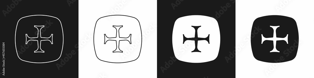 Set Crusade icon isolated on black and white background. Vector Set Crusade icon isolated on black and white background. Vector