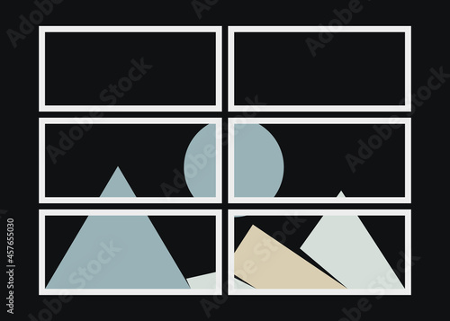 Geometric Mountains silhouette landscape art poster illustration