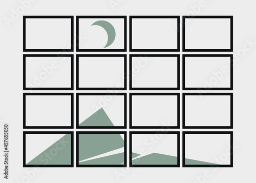 Geometric Mountains silhouette landscape art poster illustration
