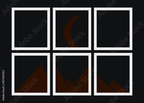 Geometric Mountains silhouette landscape art poster illustration