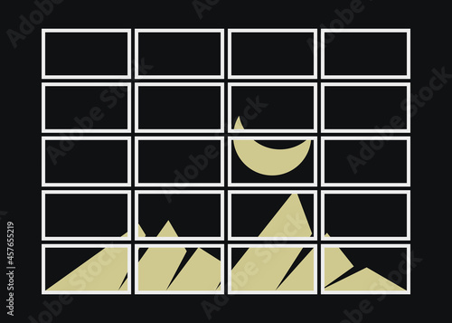 Geometric Mountains silhouette landscape art poster illustration