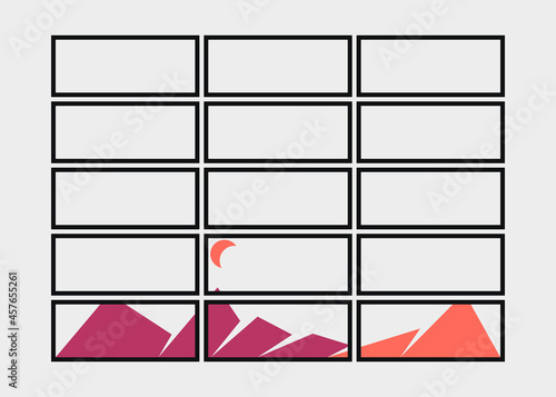 Geometric Mountains silhouette landscape art poster illustration