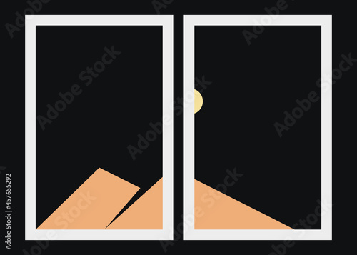 Geometric Mountains silhouette landscape art poster illustration