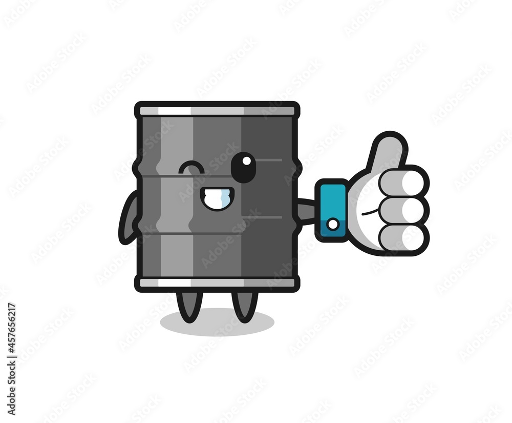 cute oil drum with social media thumbs up symbol cute oil drum with social media thumbs up symbol