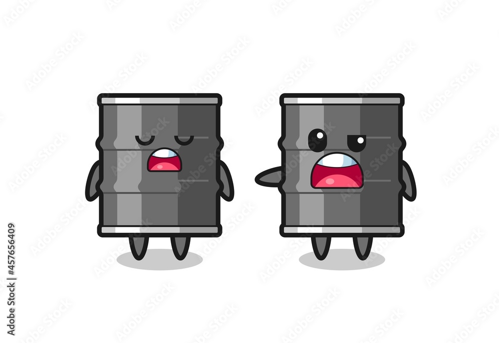 illustration of the argue between two cute oil drum characters illustration of the argue between two cute oil drum characters