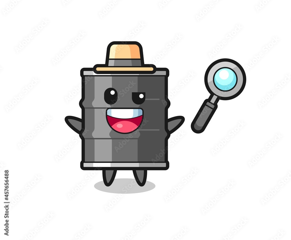 illustration of the oil drum mascot as a detective who manages to solve a case illustration of the oil drum mascot as a detective who manages to solve a case