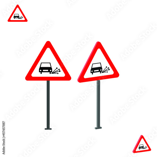 Loose Surface traffic sign with 3d view 