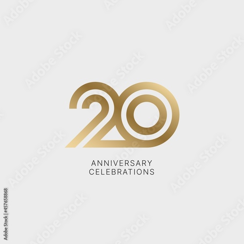20 years anniversary sign isolated on white background for celebration event. photo