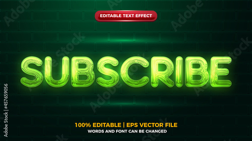 neon glow subscribe 3d editbale text effect photo