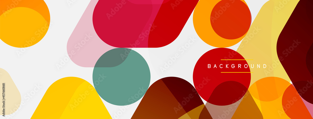 Color bubbles and rounded geometric shapes on white. Vector geometric minimal abstract background for wallpaper, banner, background, landing page Color bubbles and rounded geometric shapes on white. Vector geometric minimal abstract background for wallpaper, banner, background, landing page