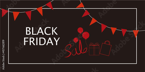 Black Friday background. Decorative banner design for Black Friday sale. Sale, promotion, event banner. Vector illustration.