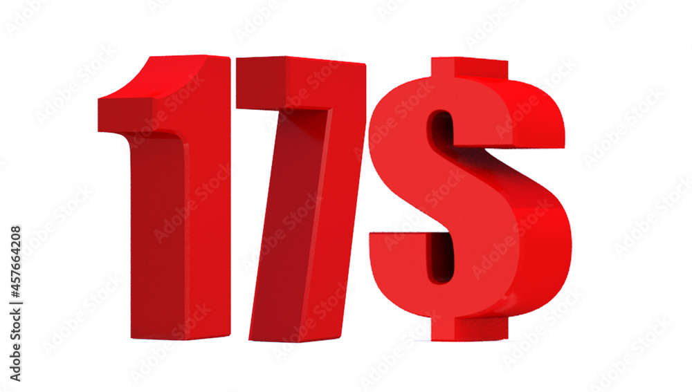 17 dollar word on white background. 3d illustration 17 dollar word on white background. 3d illustration