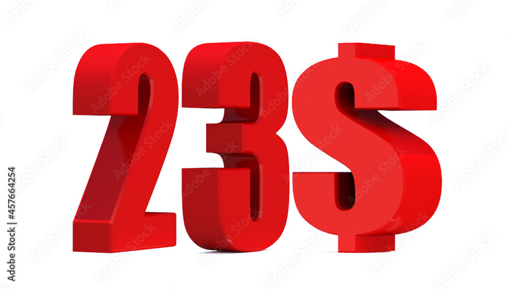23 dollar word on white background. 3d illustration 23 dollar word on white background. 3d illustration
