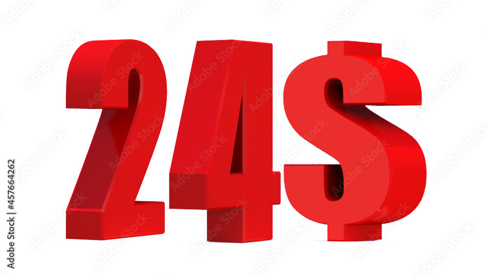 24 dollar word on white background. 3d illustration 24 dollar word on white background. 3d illustration