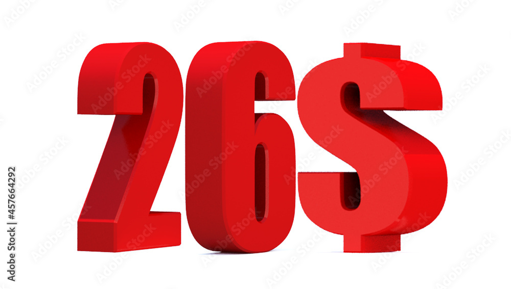 26 dollar word on white background. 3d illustration 26 dollar word on white background. 3d illustration