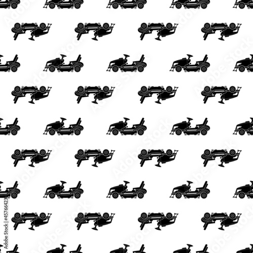 Tractor lawn mower pattern seamless background texture repeat wallpaper geometric vector