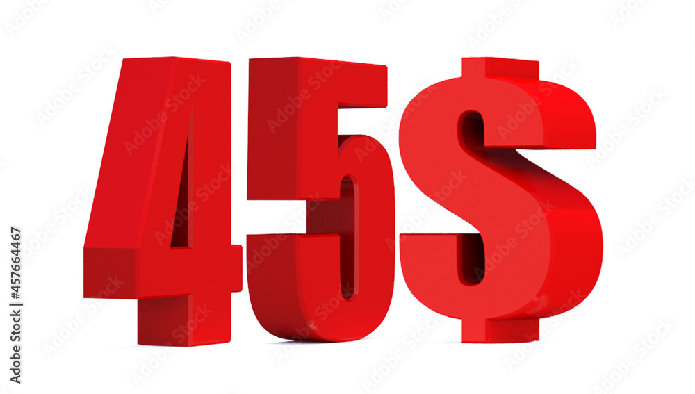 45 dollar word on white background. 3d illustration 45 dollar word on white background. 3d illustration