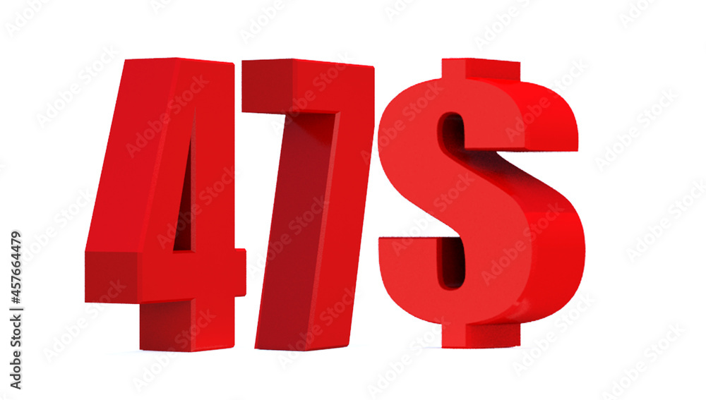 47 dollar word on white background. 3d illustration 47 dollar word on white background. 3d illustration