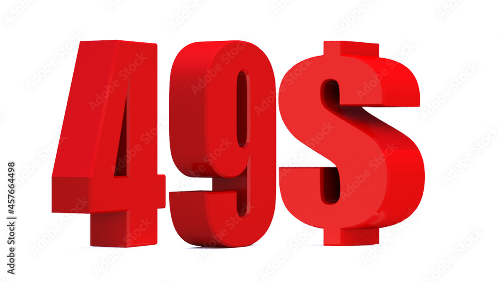 49 dollar word on white background. 3d illustration 49 dollar word on white background. 3d illustration