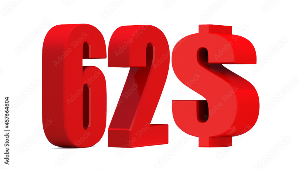 62 dollar word on white background. 3d illustration 62 dollar word on white background. 3d illustration