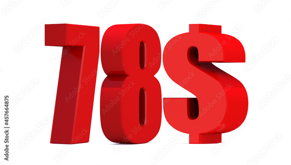 78 dollar word on white background. 3d illustration 78 dollar word on white background. 3d illustration