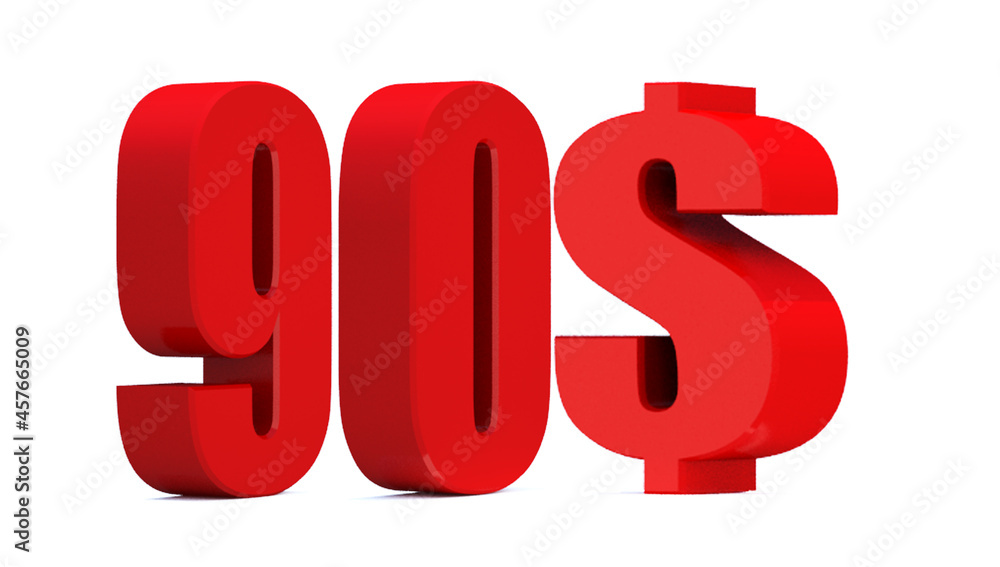 90 dollar word on white background. 3d illustration 90 dollar word on white background. 3d illustration