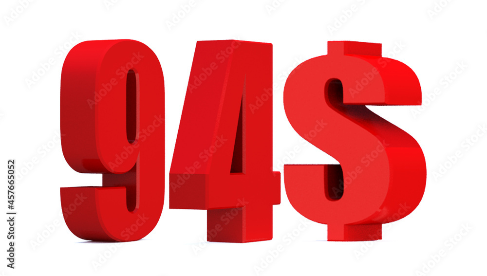 94 dollar word on white background. 3d illustration 94 dollar word on white background. 3d illustration