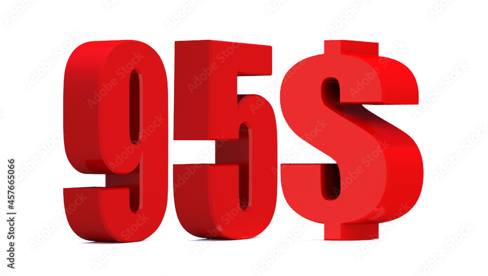 95 dollar word on white background. 3d illustration 95 dollar word on white background. 3d illustration