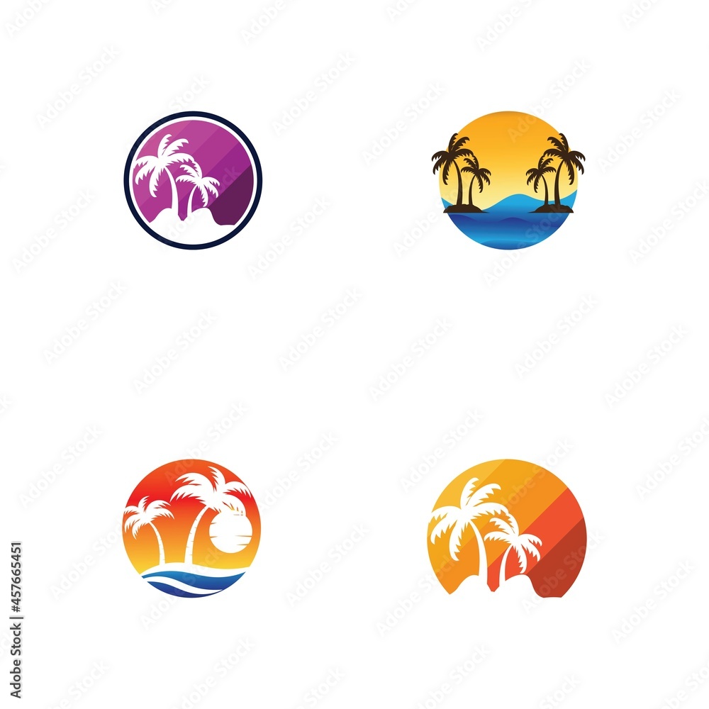 Naklejka premium Palm tree summer logo template