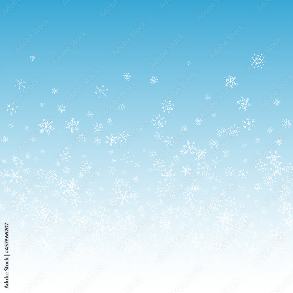 Silver Snowflake Vector Blue Background. Fantasy