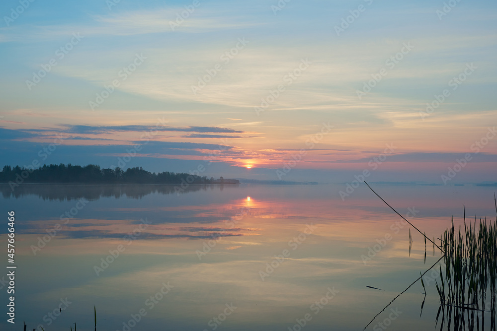 Morning by the lake. Beautiful spring sunrise Morning by the lake. Beautiful spring sunrise