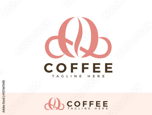 Coffee Logo With Infinity Symbol Icon. Coffee Logo Design for Coffee Shop, Cafe, Store, Drink : Simple Minimal and Modern Style