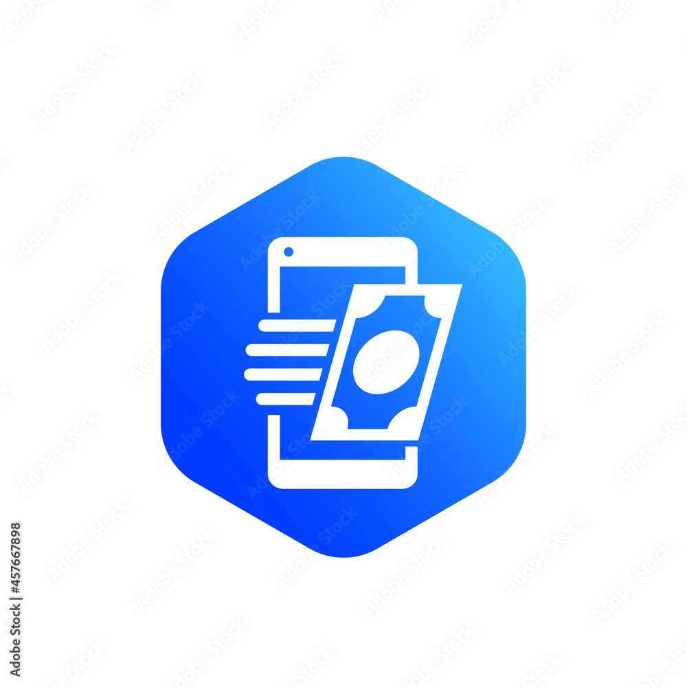 fast money transfer with phone vector icon fast money transfer with phone vector icon