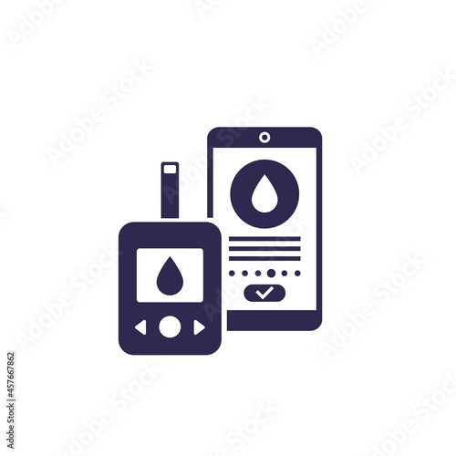 glucometer and smartphone icon