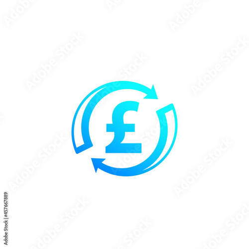 cash back, refund and exchange icon with pound