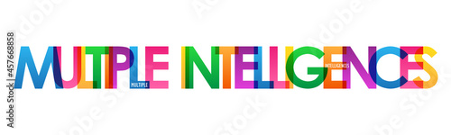MULTIPLE INTELLIGENCES colorful vector typography banner on white background