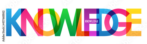 KNOWLEDGE colorful vector typography banner on white background