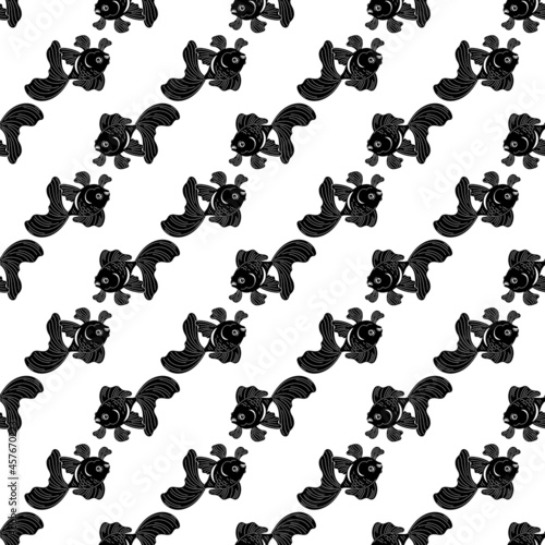 Exotic goldfish pattern seamless background texture repeat wallpaper geometric vector