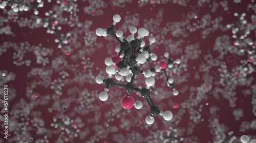 Molecule of linalool, conceptual molecular model. Scientific looping 3d animation