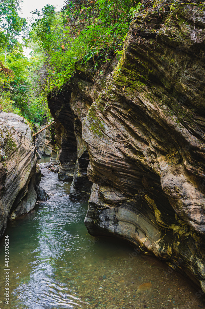 Fototapeta premium Landscape view of Wang Sila Lang canyon at pua District nan.Nan is a rural province in northern Thailand bordering Laos