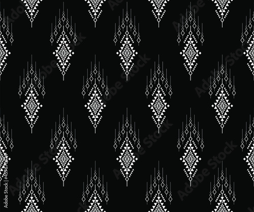 Geometric ethnic oriental seamless pattern traditional Design for background,carpet,wallpaper.clothing,wrapping,Batik fabric,Vector illustration.embroidery style - Sadu, sadou, sadow or sado