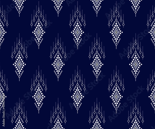 Geometric ethnic oriental seamless pattern traditional Design for background,carpet,wallpaper.clothing,wrapping,Batik fabric,Vector illustration.embroidery style - Sadu, sadou, sadow or sado