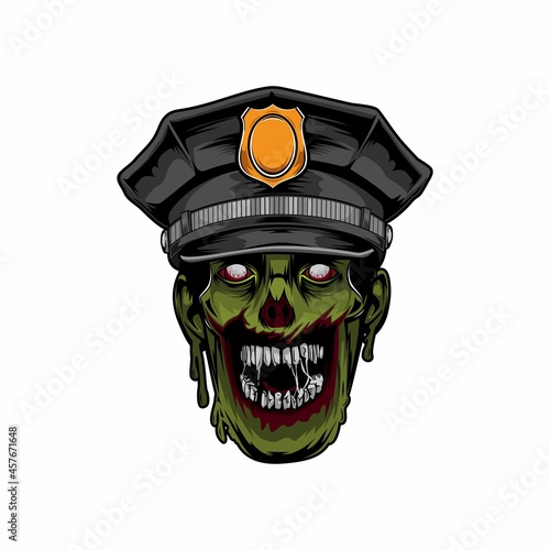 police zombie head halloween logo template
