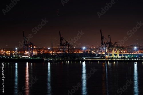 Night view of the port of Málaga, Spain