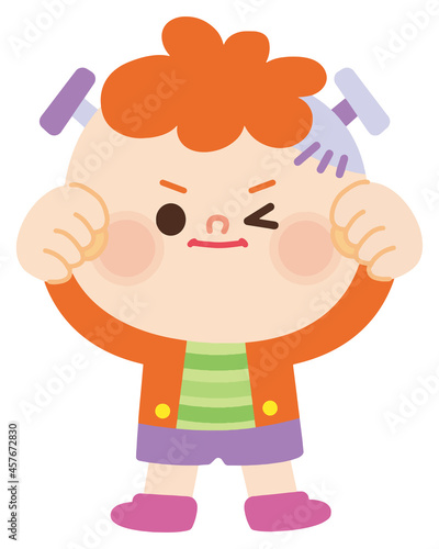 フランケンシュタインのコスプレをしている子ども