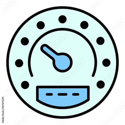 Digital speedometer icon. Outline digital speedometer vector icon color flat isolated
